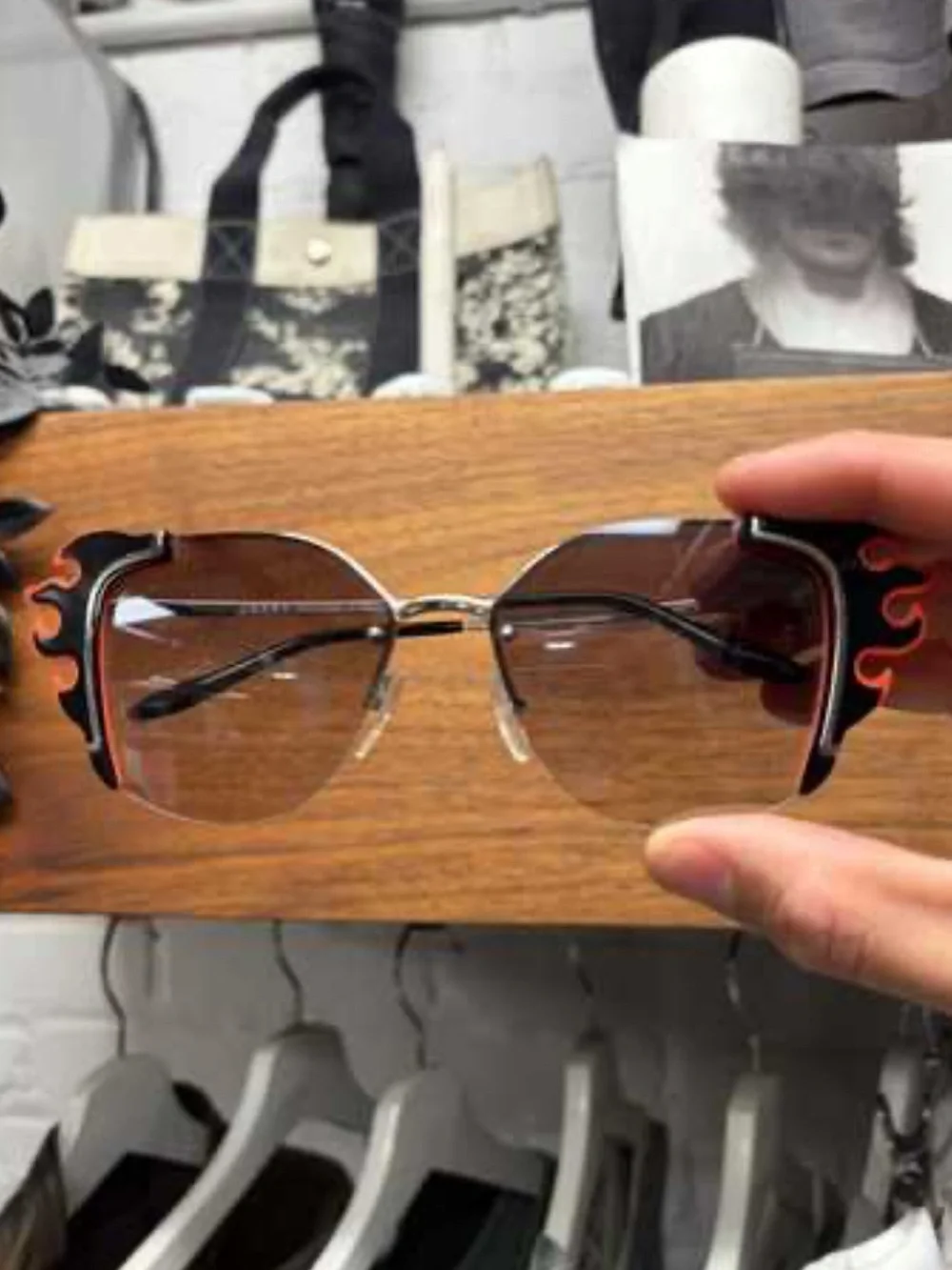 Prada Cat Eye Sunglasses Women’s designer glasses silver Frames with Red Flame